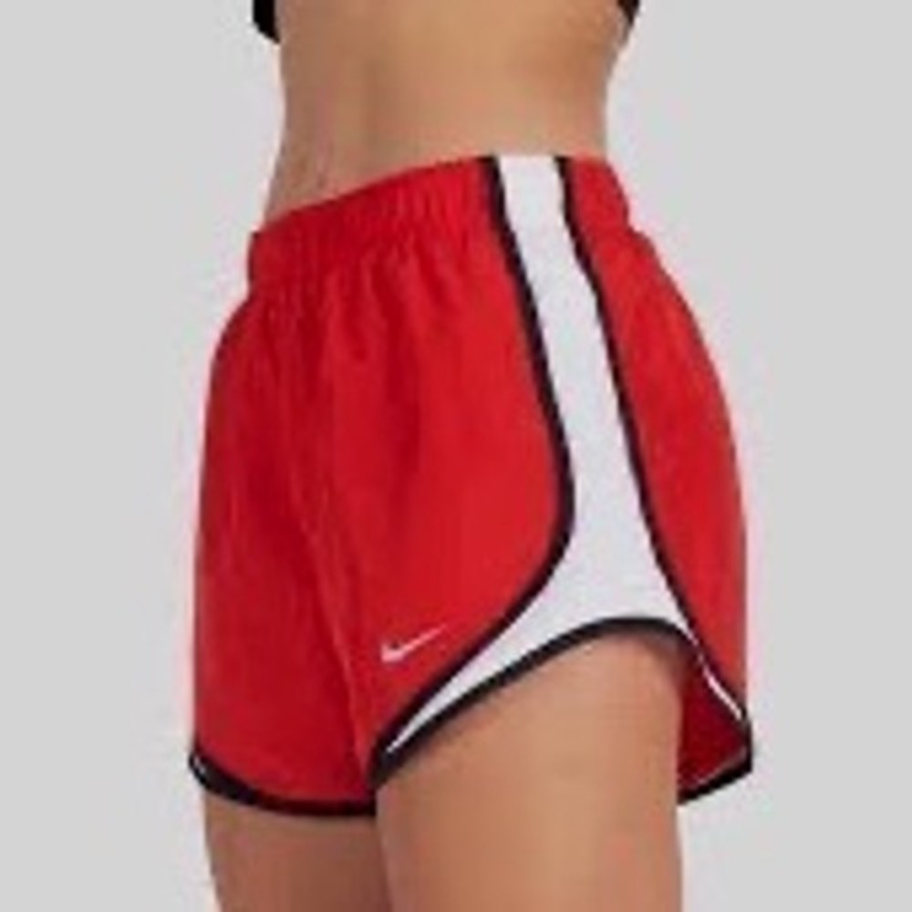 Nike Dri-FIT Running Shorts Womens Small‎ Red With White Mesh Athletic Training